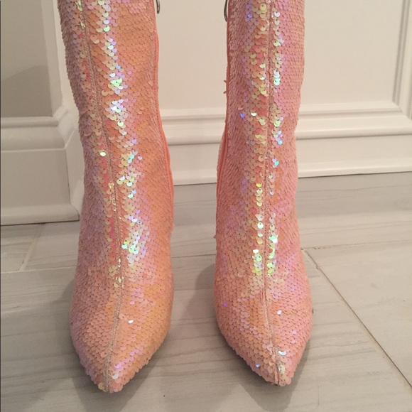 Pink sequin stiletto boots ***SOLD*** - Picture 4 of 8